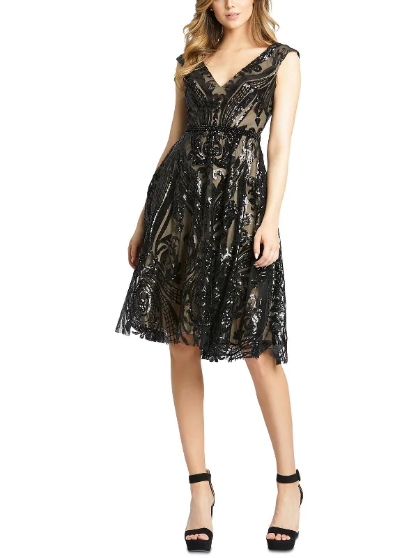 Women's Athletic Apparel Womens Sequin Knee Cocktail and Party Dress