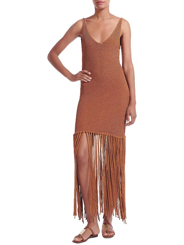 Women's Travel Apparel Cosette Womens Crochet Fringe Sheath Dress