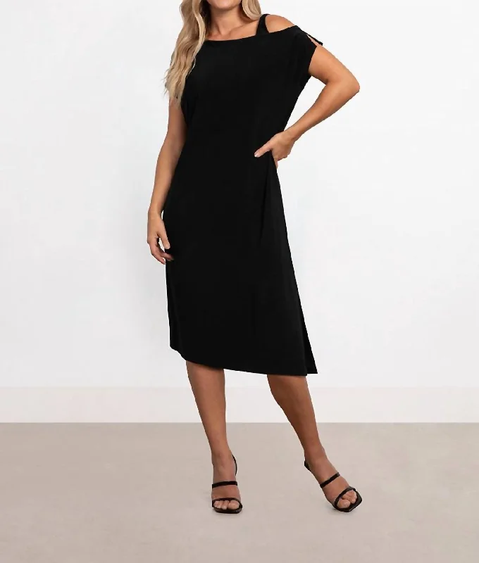 One Shoulder Boxy Dress In Black