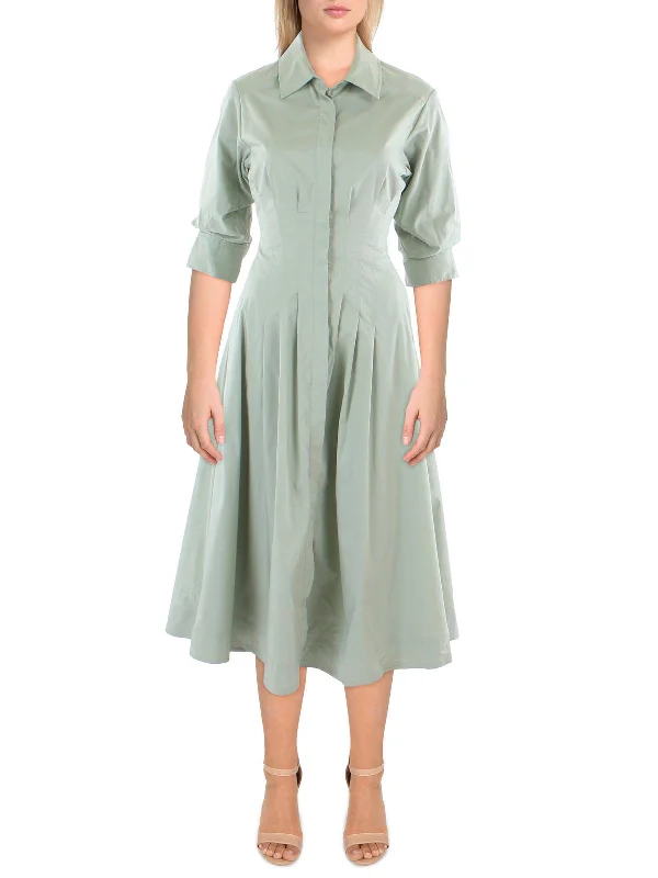 Women's Outerwear Apparel Womens Pintuck Midi Shirtdress