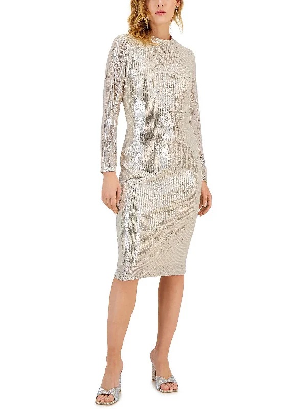 Women's Workout Garments Womens Sequined Midi Cocktail and Party Dress