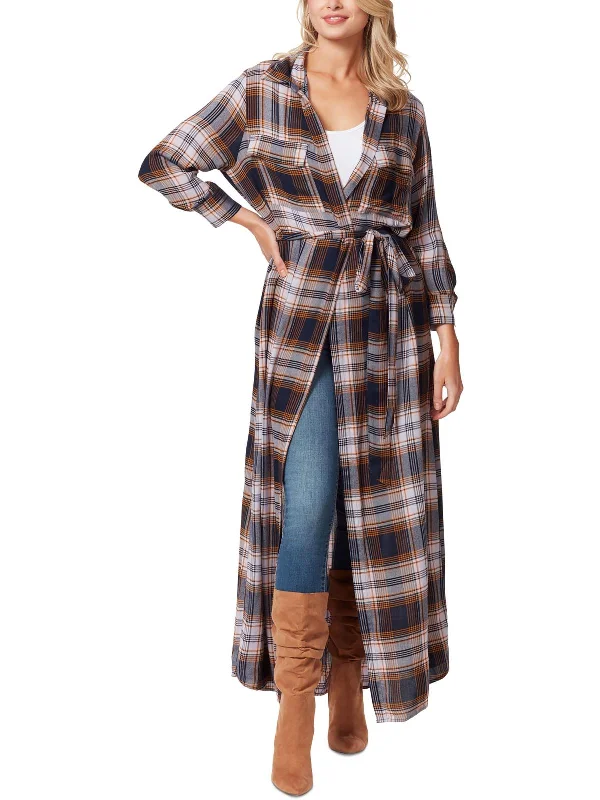 Women's Apparel And Garments Womens Plaid Belted Shirtdress