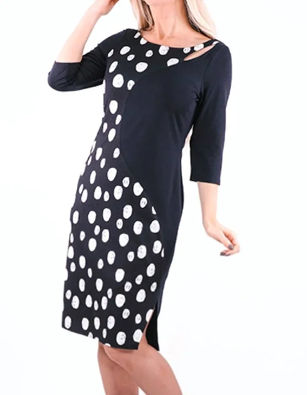 Women's Functional Apparel For Outdoor Activities Polka Dot Dress In Black