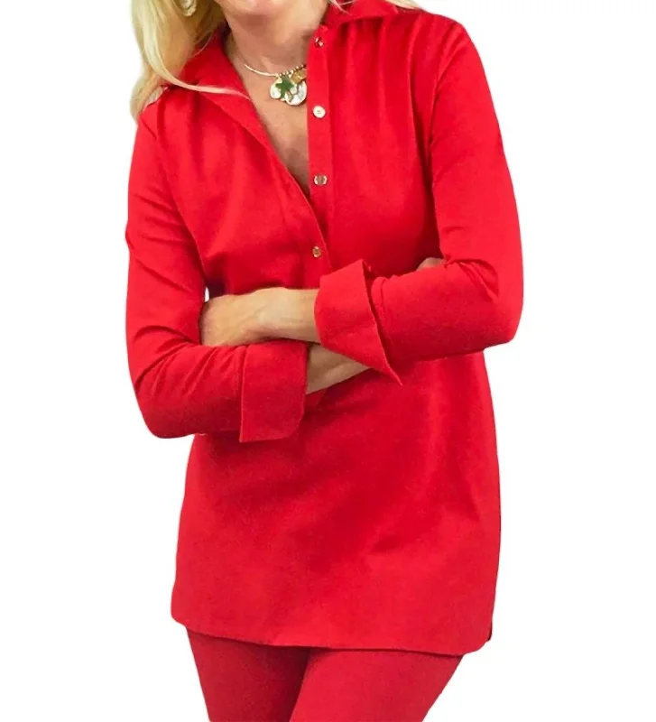 Season Sale Ivy Tunic Top In Red Ponte