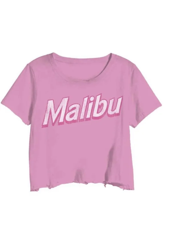 Elegant Styles Malibu Cropped Tee In Pink