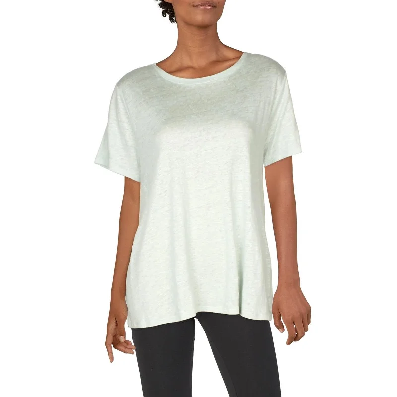 Women's Night-Out Outfit Womens Organic Linen Crewneck Pullover Top