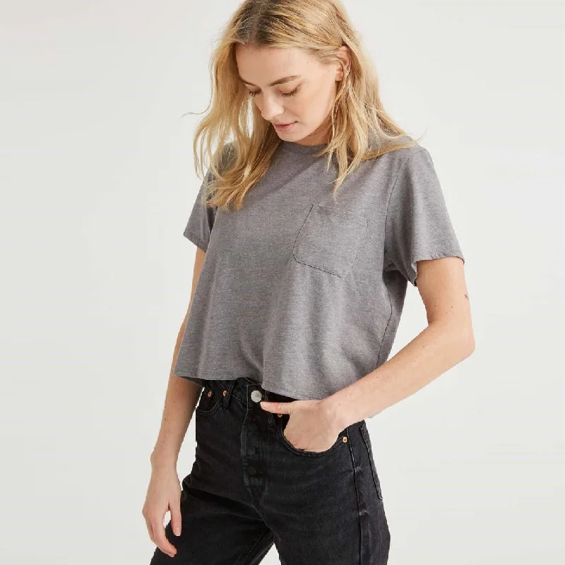 Comfortable Casual Wear Pima Boxy Crop Tee (Heather Grey)