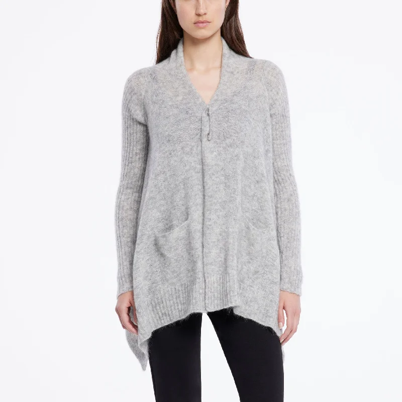 Season Sale Asymmetrical Cardigan - Light Grey