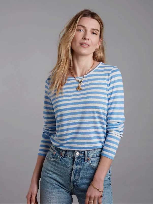 Casual Chic Long Sleeve Striped Linen T-shirt | Multiple Colours