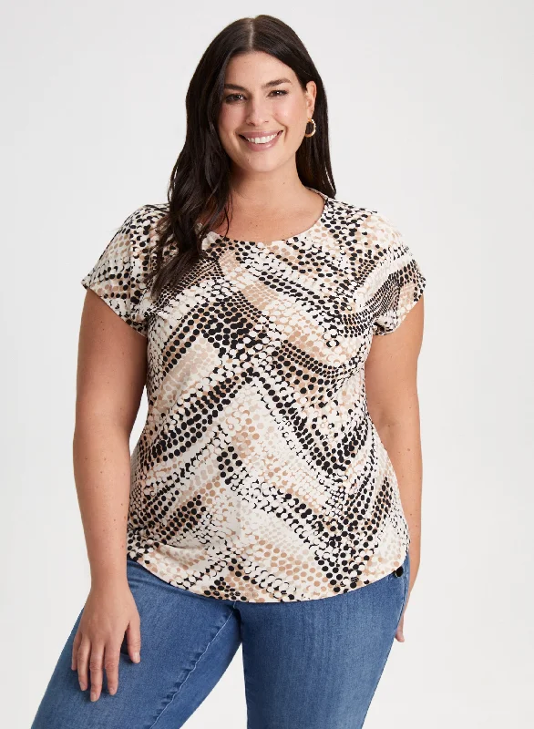 Trend Alert Cap Sleeve Dot Print Top