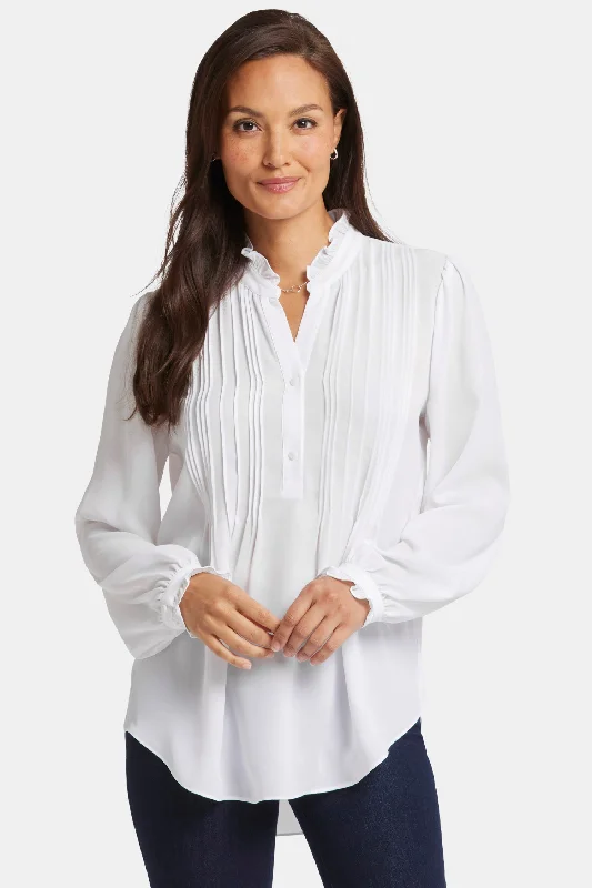 Women's Cozy Winter Attire Pleated Front Tunic - Optic White