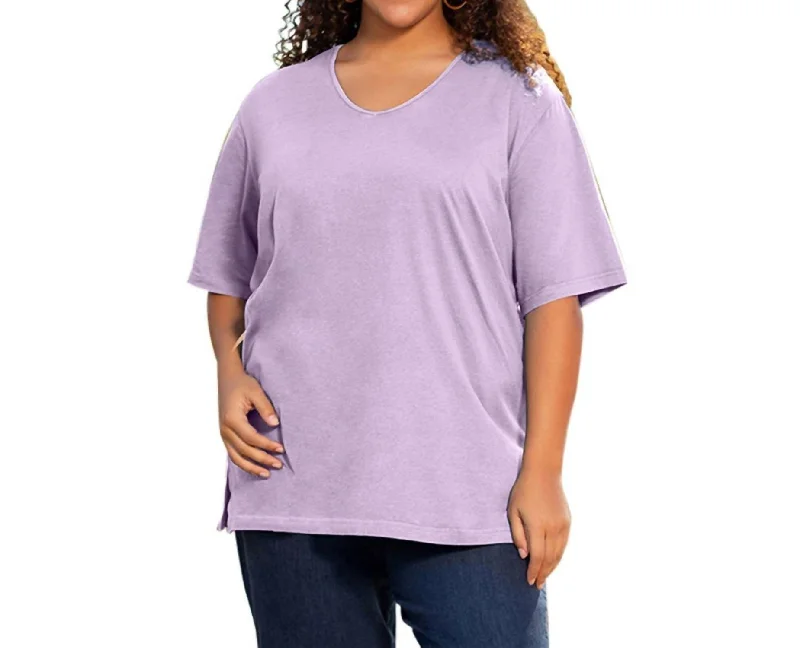 Clothing Sale Side Cotton Short Sleeve Tee - Plus In French Lilac