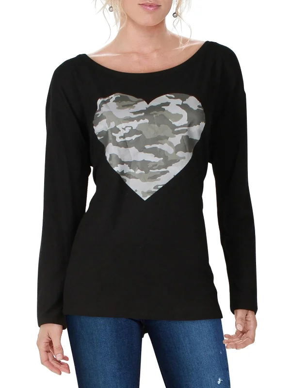 Women's Trendy Garments Womens Graphic Scoop Neck Pullover Top