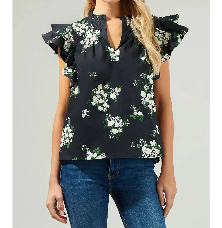 Affordable Luxury Women's Apparel Emery Floral Top In Black