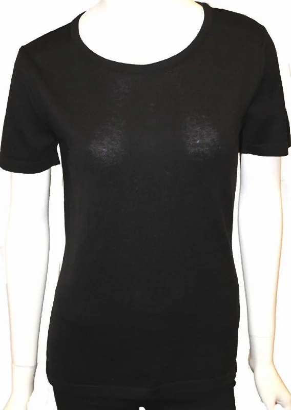 Timeless Women's Fashion Styles Short Sleeve Crew-Neck Shell Top In Black