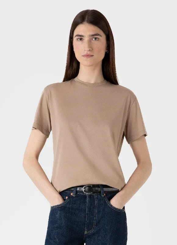 Women's Elegant Formal Outfit Women's Boy Fit T-shirt in Sandstone