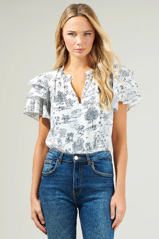 Summer Sale Renzo Toile Ruffle Blouse