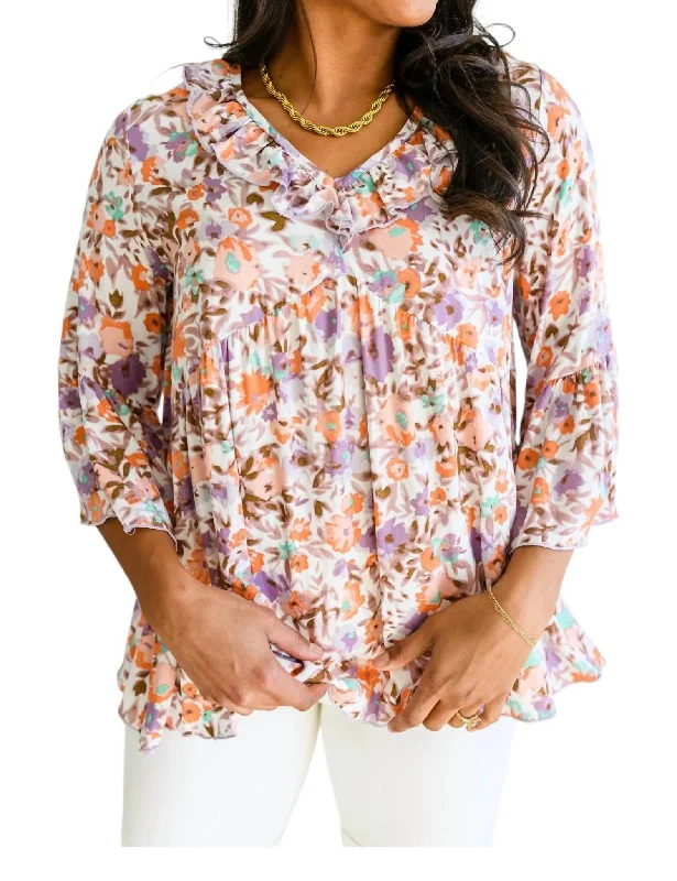 Women's Occasion Wear Apparel Boho Floral Top In Pink