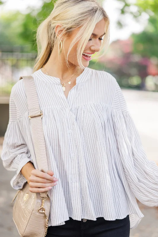 Casual Dresses for Women I Believe Oatmeal Striped Blouse