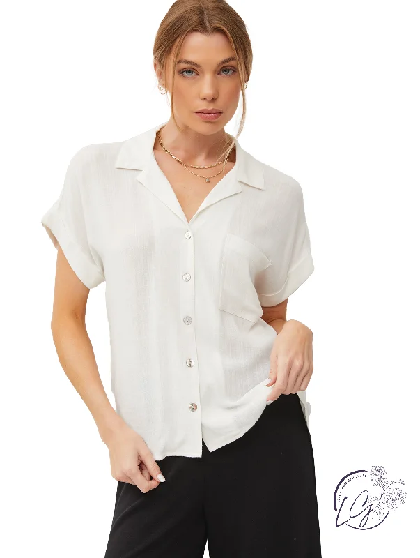 Effortless Chic for Women Collared Short Sleeve Button Down