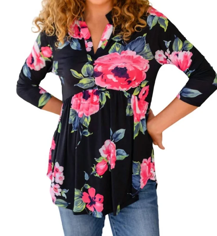 Women's Chic Outerwear Garments Doing My Best Floral Top In Black