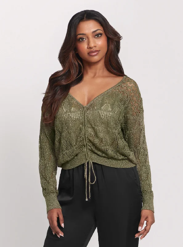 Contemporary Women's Clothing Eco Green Clarissa Long Sleeve Knit Top