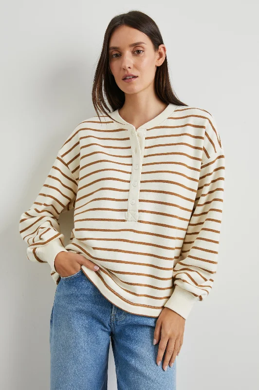 Women's Everyday Garments JOAN SWEATSHIRT - CARMEL STRIPE