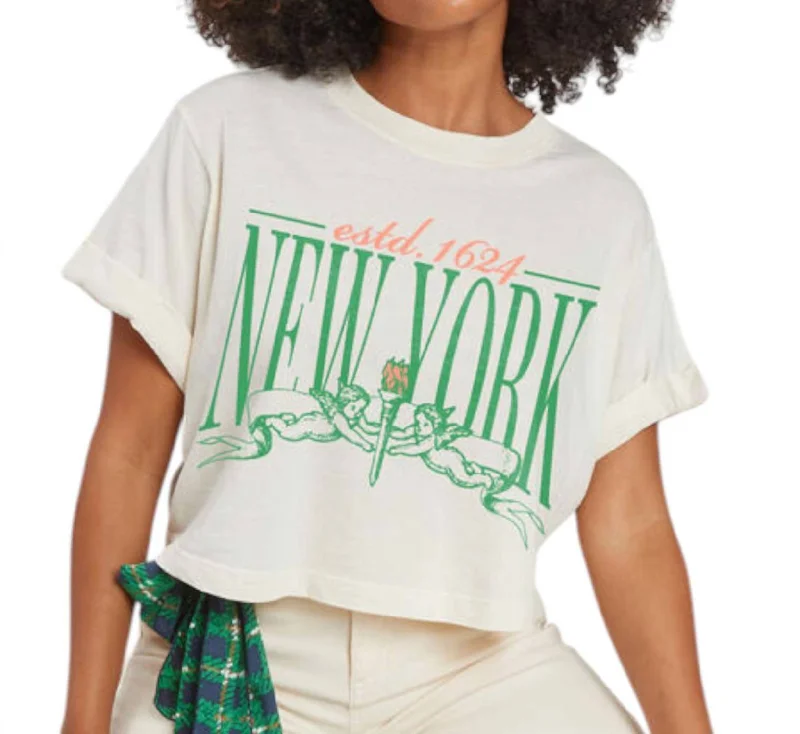 Trendy Fashion For Women New York Cherubs T-Shirt In Cream