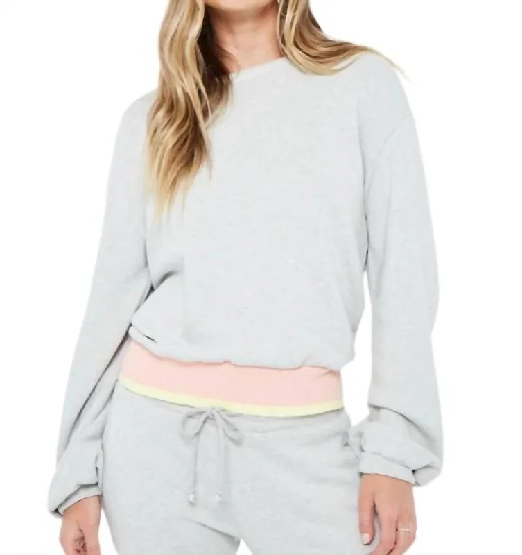 Women's Fashion-Forward Apparel Before Sunrise Banded Crew Sweatshirt In Grey