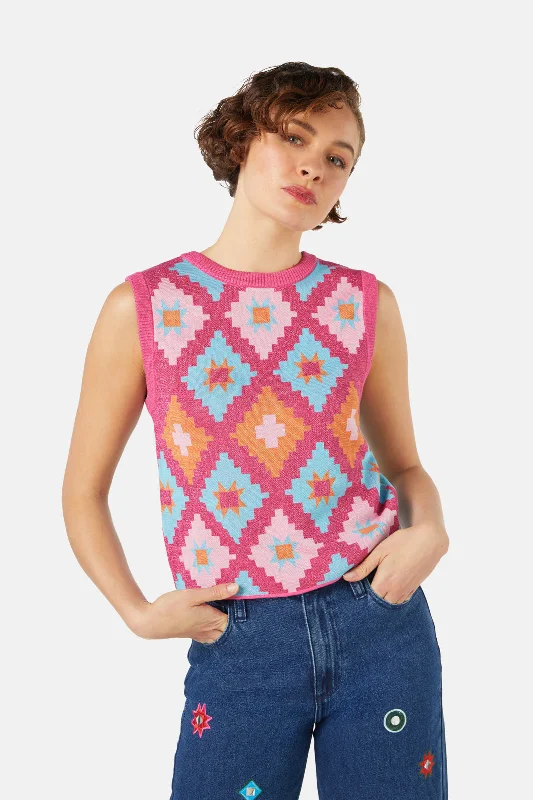 Rocker Chic Fashion Magic Carpet Reversible Knit Vest