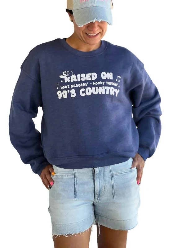 Women's Clothing Apparel Raised On 90’S Country Sweatshirt In Navy