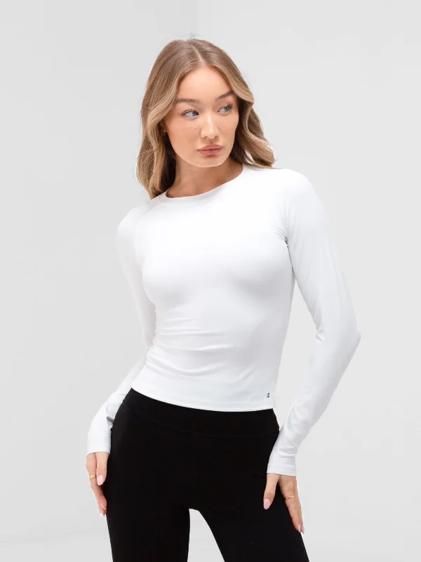 Comfortable Casual Women's Clothing Apex Pro Long Sleeve Top - White