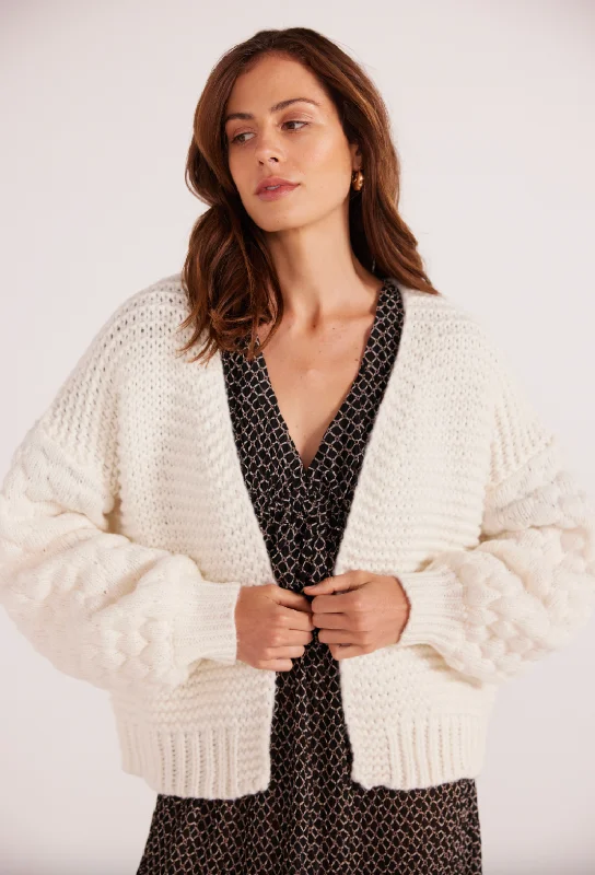 Plus Size Women's Fashion Abby Textured Knit Cardigan - Cream