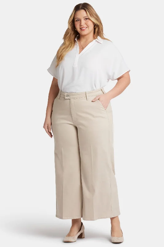 Effortless Chic for Women Mona Wide Leg Trouser Ankle Jeans In Plus Size - Feather