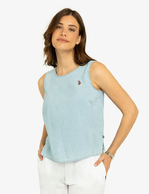 Everyday Wear SLEEVELESS KEYHOLE BACK CROP TOP