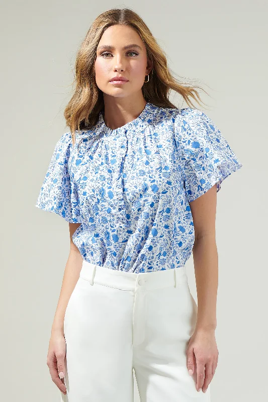 Limited Time Offer Luray Floral Lily Floral Ruffle Blouse