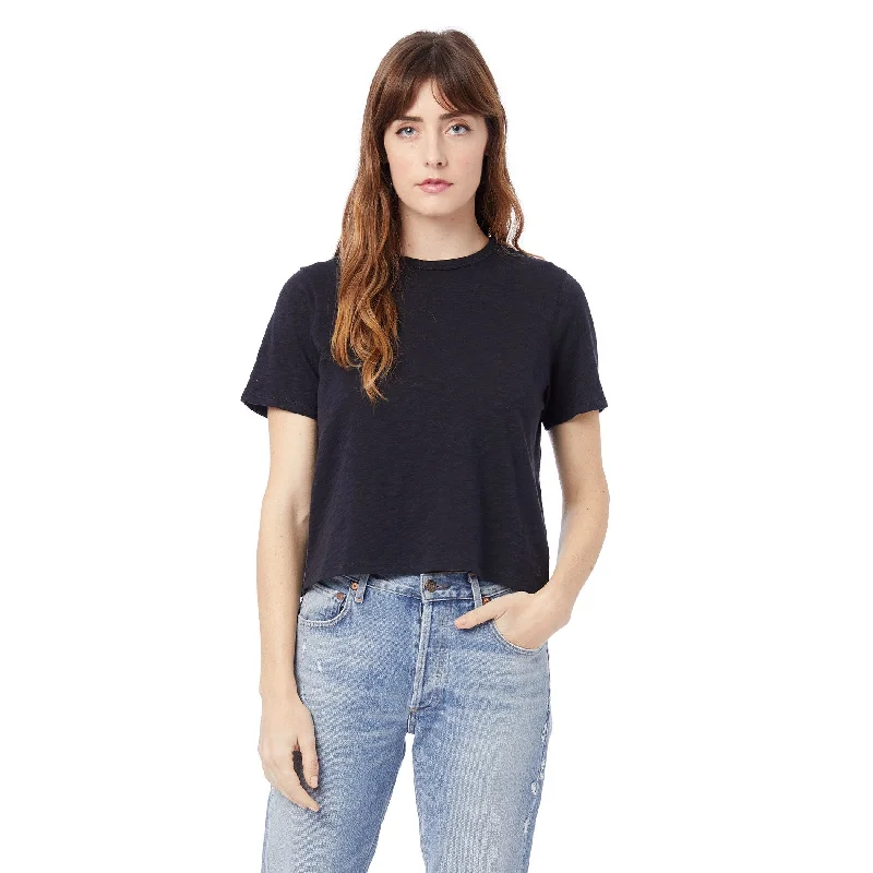 Trendy Women's Dresses Online Hayes Organic Slub Cropped T-Shirt (Black)