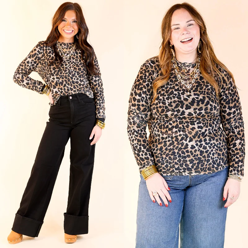 Timeless Elegance Try Your Luck Mesh Long Sleeve Top in Leopard Print