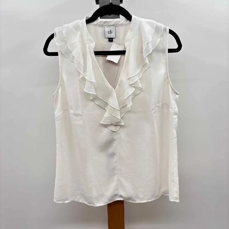 Online Boutique Stores CABI Women's Size S White Solid Sleeveless Shirt