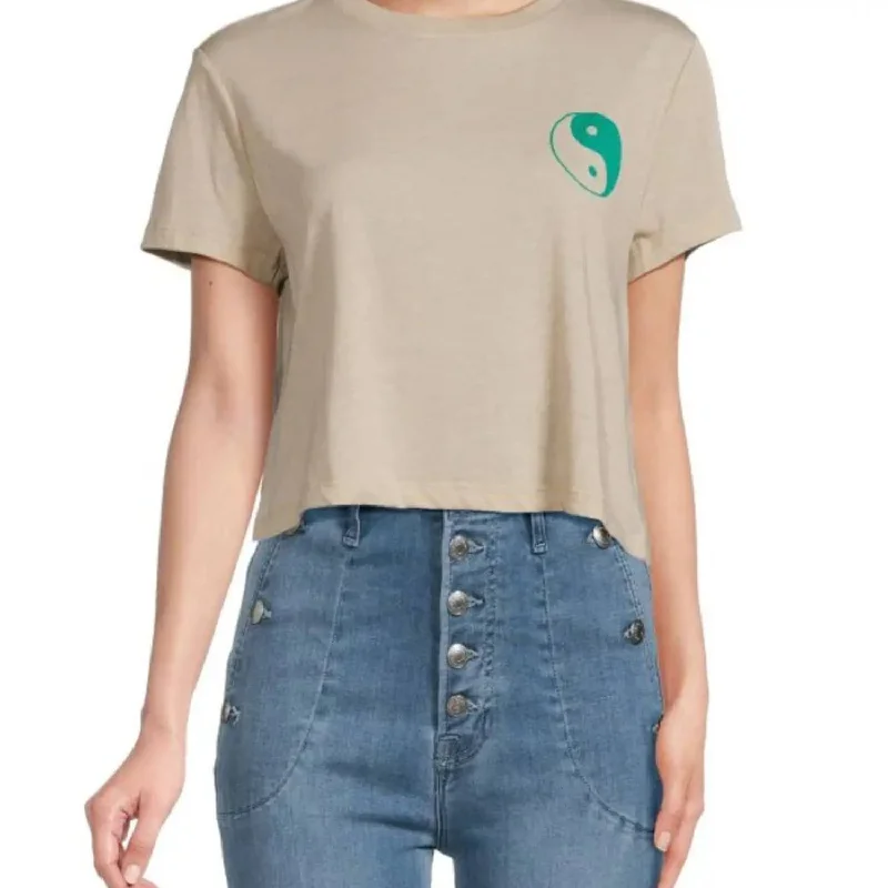 Vibrant Femme Fashion Karma Crop Tee In Oatmeal