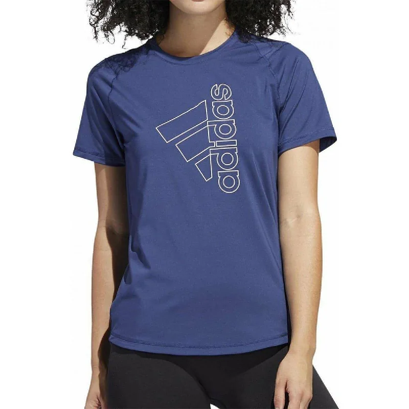 Day To Night Styles adidas Tech Badge of Sport Short Sleeve Womens Training Top - Blue