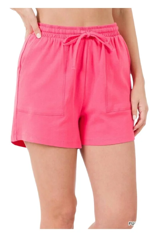 Fashionable Women's Casual Apparel Cotton Shorts In Pink