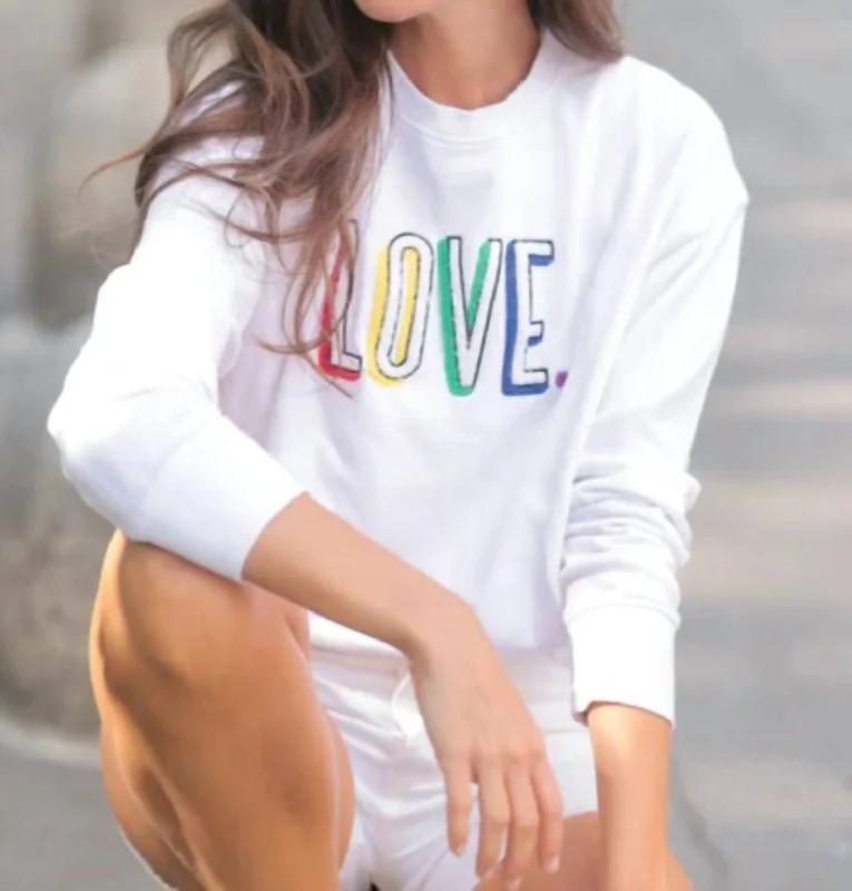 Modern Women's Attire Love Sweatshirt In White