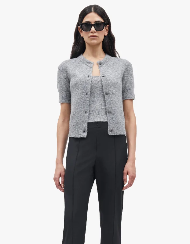 Women's Clothing Sale Online Sanoura Shortsleeve Cardigan 15556 - Grey Mel