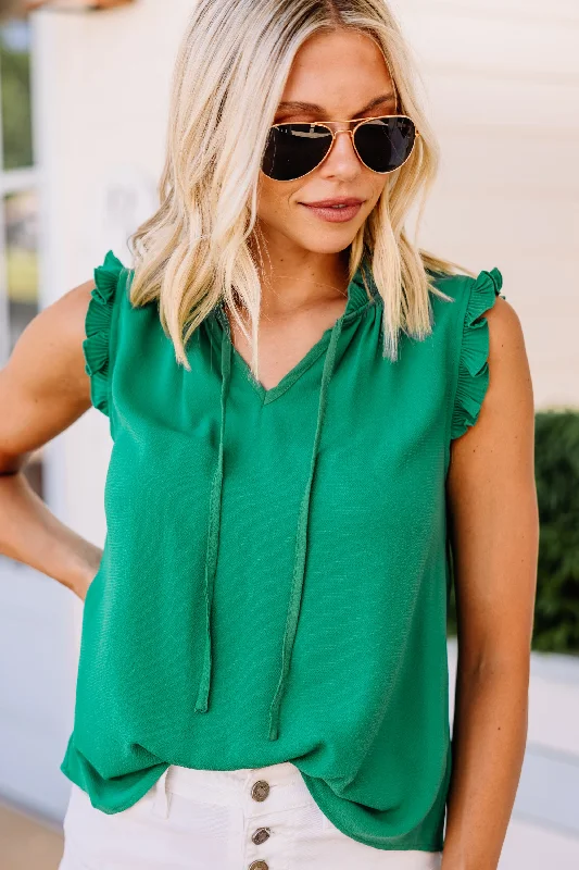 Women's Outerwear Apparel Play The Game Kelly Green Ruffled Tank