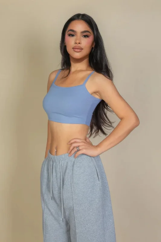 Women's Trendy Activewear Apparel Ribbed Knit Cami Crop Top