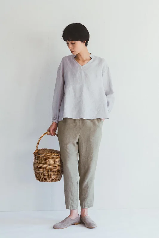 Classic Women's Fashion Robin Linen Pants in Ash Grey