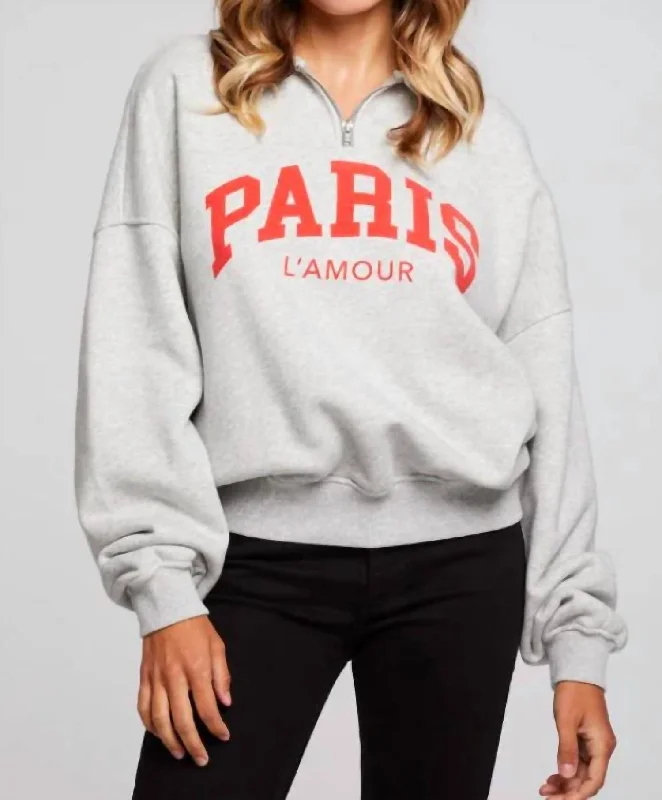 Charming Women's Garments Paris L' Amour Pullover In Heather Grey