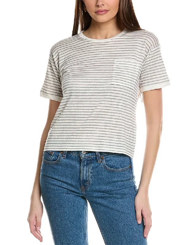 Women's Comfortable Lounge Garments FRAME Linen Cropped T-Shirt