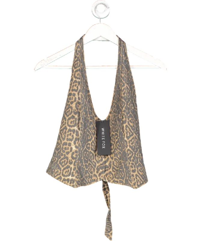 Women's Formal Apparel White Fox Brown On My Radar Bustier Leopard Print Top UK M